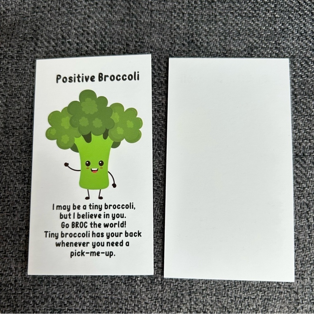Positive Broccoli Enamel Pin Affirmation Card Set Gold Green - Picture 3 of 17